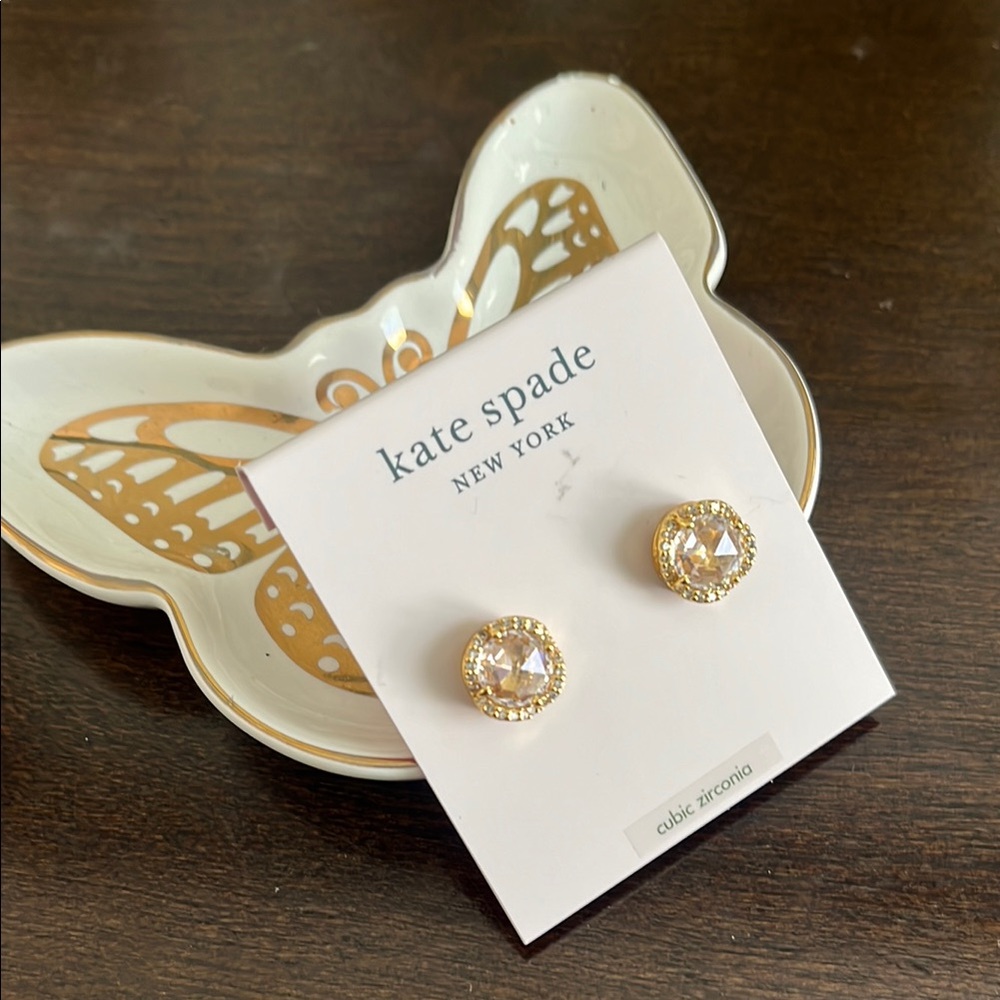 Kate Spade Gold and Clear Crystal Earrings